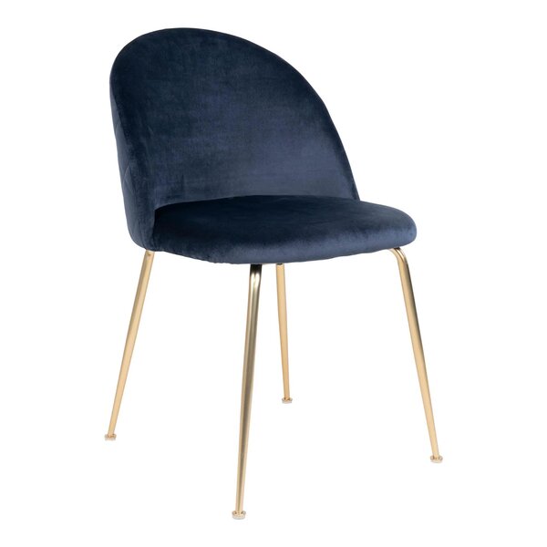 2 chaises de salle à manger en velours bleu avec pieds en laiton