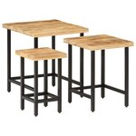 vidaXL Tables basses gigognes 3Pièces bois de manguier massif brut et fer