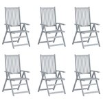 vidaXL Chaises inclinables de jardin lot de 6 et coussins bois acacia