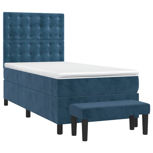 vidaXL Sommier à lattes de lit avec matelas Bleu foncé 90x200 cm