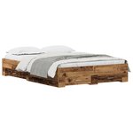 Cadre de lit vidaXL avec tiroirs Bois ancien 135x190 cm Bois d'ingénierie