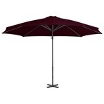 vidaXL Parasol déporté avec mât en aluminium Rouge 300 cm