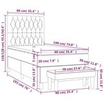 vidaXL Sommier à lattes de lit et matelas Gris foncé 90x190 cm Tissu