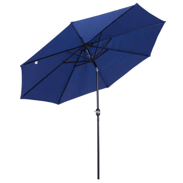 Parasol en métal rond polyester 180g/m² manivelle inclinable Ø 3 x 2 45 m bleu