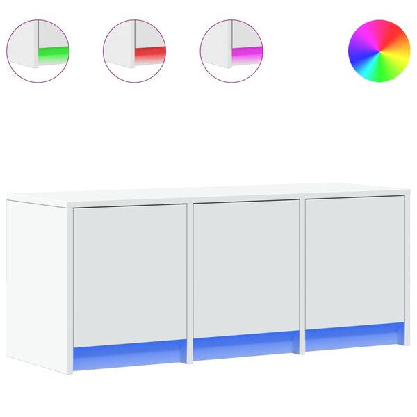 vidaXL Meuble TV avec LED blanc 97x34x40 cm bois d'ingénierie