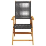 vidaXL Chaises inclinables de jardin lot de 6 noir rotin bois massif