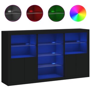 vidaXL Buffet avec lumières LED noir 181 5x37x100 cm