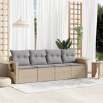 vidaXL Salon de jardin avec coussins 4 Pièces beige résine tressée