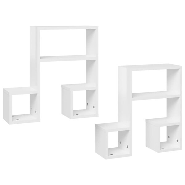 vidaXL Étagères murales 2Pièces blanc brillant 50x15x50cm bois ingénierie