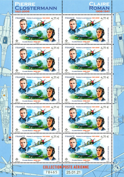 Minifeuille 10 timbres - Poste aérienne - Clostermann