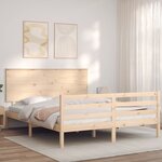 vidaXL Cadre de lit avec tête de lit king size bois massif