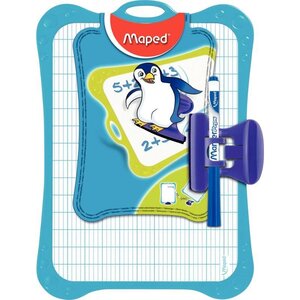Kit ardoise effaçable à sec 1 face unie / 1 face seyès 20 x 28 5 cm + 1 feutre + 1 effacette