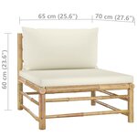 vidaXL Salon de jardin 5 Pièces avec coussins blanc crème bambou