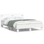 vidaXL Cadre de lit avec tête de lit et LED blanc 120x190 cm
