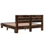 vidaXL Cadre de lit chêne fumé 150x200 cm bois d'ingénierie et métal