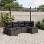 vidaXL Salon de jardin 6 Pièces avec coussins noir résine tressée