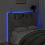 vidaXL Armoire tête de lit avec LED gris béton 120x16 5x103 5 cm