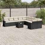vidaXL Salon de jardin 11 Pièces avec coussins noir résine tressée