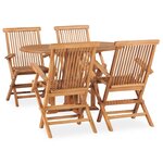 vidaXL Ensemble à manger d'extérieur pliable 5 Pièces Bois solide de teck