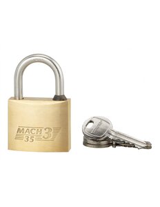 THIRARD - Cadenas à clé Mach 3 laiton extérieur anse acier 35mm 2 clés - THIRARD