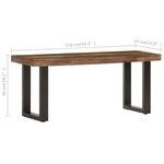 vidaXL Banc 110 cm Bois de récupération solide et acier