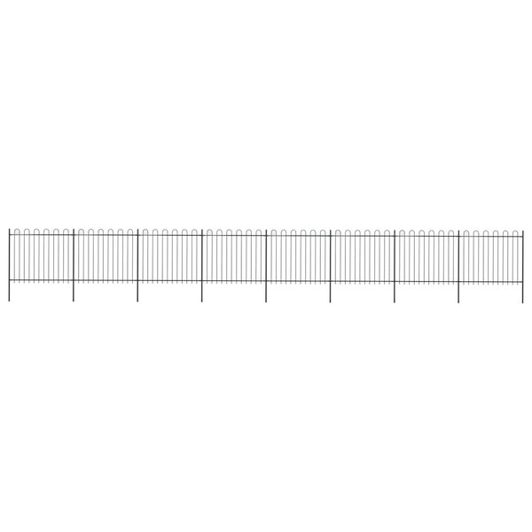 Vidaxl clôture de jardin avec dessus en cerceau acier 13 6x1 5 m noir