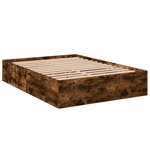 vidaXL Cadre de lit chêne fumé 135x190 cm bois d'ingénierie