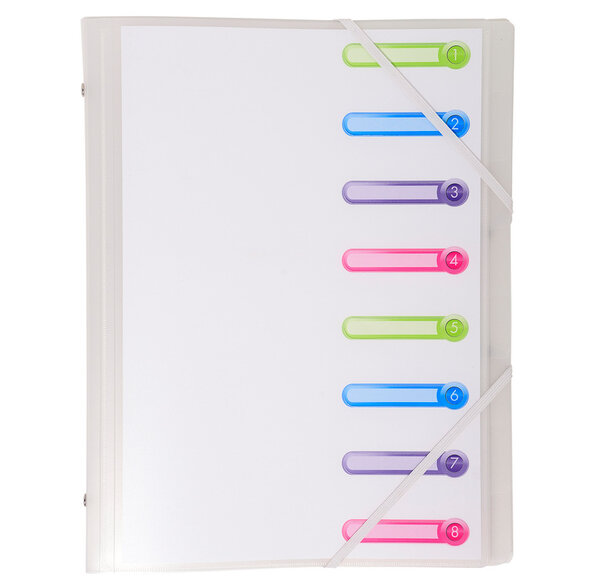 Trieurs Chromaline - 3 rabats - 8 compartiments - A4 - couleur incolore x 10 EXACOMPTA