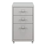 Caisson de bureau meuble de rangement pour documents dossiers fournitures de bureau à roulettes acier 48 x 28 x 41 cm blanc mat 03_0006331
