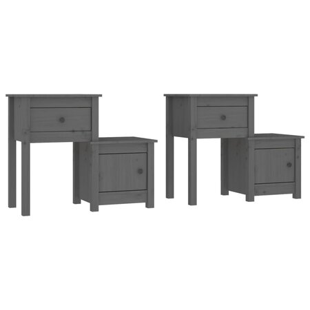 vidaXL Tables de chevet 2 Pièces Gris 79 5x38x65 5 cm Bois de pin massif