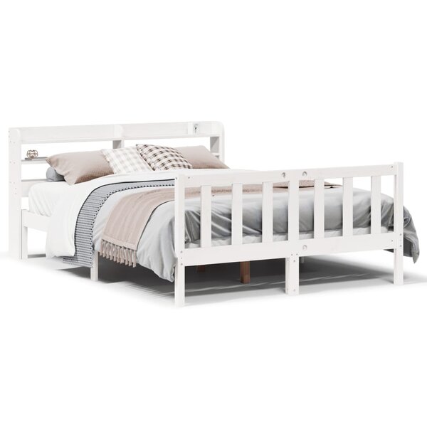 vidaXL Cadre de lit sans matelas blanc 150x200 cm bois de pin massif