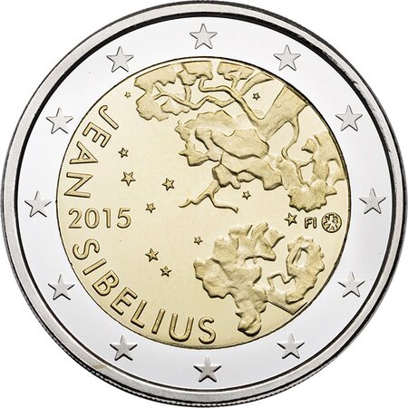 Pièce de monnaie 2 euro commémorative Finlande 2015 – Jean Sibelius