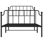 vidaXL Cadre de lit métal avec tête de lit/pied de lit noir 107x203 cm