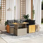 vidaXL Salon de jardin 5 Pièces avec coussins gris résine tressée