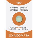 Étui de 100 fiches - bristol quadrillé 5x5 105x148mm - Couleurs assorties EXACOMPTA
