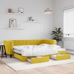 vidaXL Lit de jour avec gigogne et tiroirs jaune 90x200 cm velours