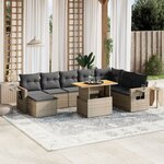 vidaXL Salon de jardin 9 Pièces avec coussins gris résine tressée