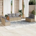 vidaXL Salon de jardin avec coussins 7 Pièces beige résine tressée