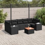 vidaXL Salon de jardin 8 Pièces avec coussins noir résine tressée