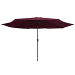 vidaXL Parasol d'extérieur avec mât en métal 390 cm rouge bordeaux