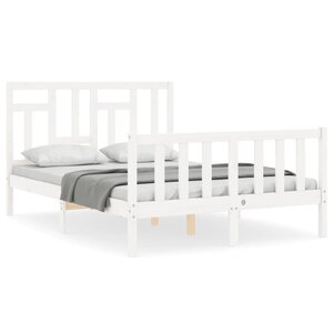 vidaXL Cadre de lit avec tête de lit blanc 140x190 cm bois massif