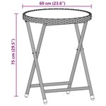 vidaXL Ensemble de bistro avec coussins 3 Pièces gris rotin et verre