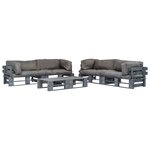 vidaXL Salon palette de jardin 6 Pièces avec coussins gris bois