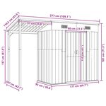 vidaXL Abri de jardin avec toit prolongé gris clair 277x110 5x181 cm