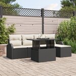 vidaXL Ensemble de canapé de jardin de 6 pièces avec coussins en rattan poly noir