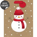 Sac cadeau kraft petit format bonhomme de neige - draeger paris