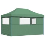 vidaXL Tente de réception pliable escamotable 3 parois latérales vert