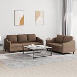 vidaXL Ensemble de canapés 2 Pièces avec coussins Marron Tissu