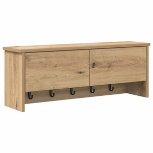 vidaXL Porte-manteau mural avec porte chêne artisanal 80 x 20 x 30 cm