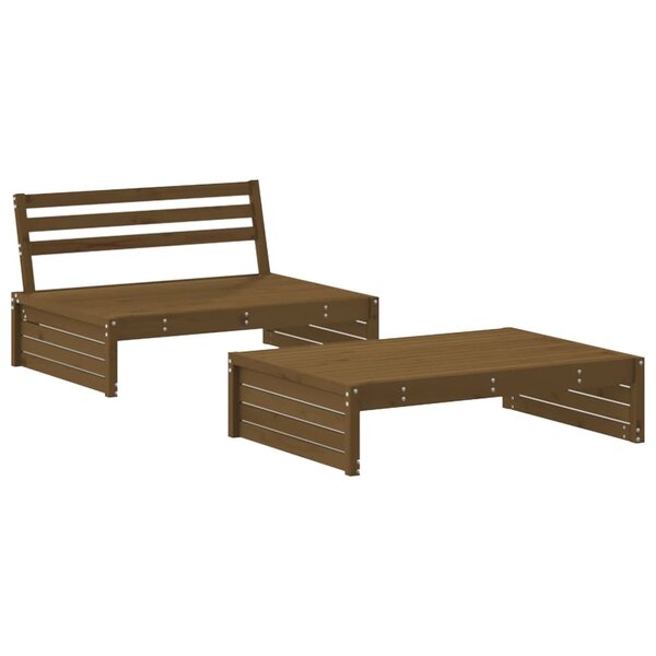vidaXL Salon de jardin 2 Pièces marron miel bois de pin massif